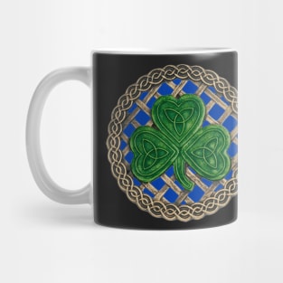 Celtic Knot Shamrock Blue Background Mug